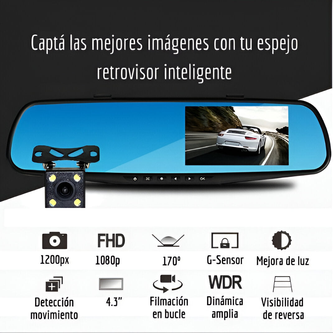 ESPEJO RETROVISOR CON DOBLE CAMARA